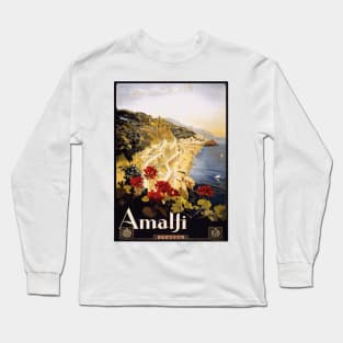 Amalfi, Italy Vintage Travel Poster Design Long Sleeve T-Shirt